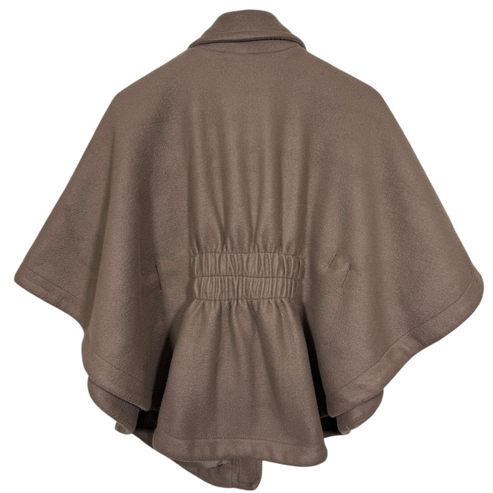 Staccato Women Lined Short Tan Brown Button Cape Pointed Collar Coat Jacket - Picture 5 of 7